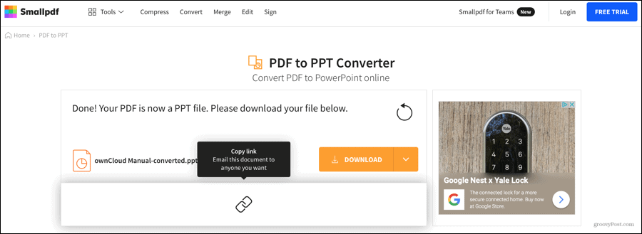 Smallpdf преобразованный PDF в PowerPoint