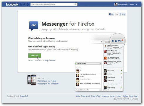 Facebook мессенджер для Firefox