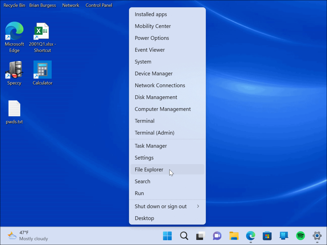 Как получить доступ к меню опытного пользователя в Windows 11