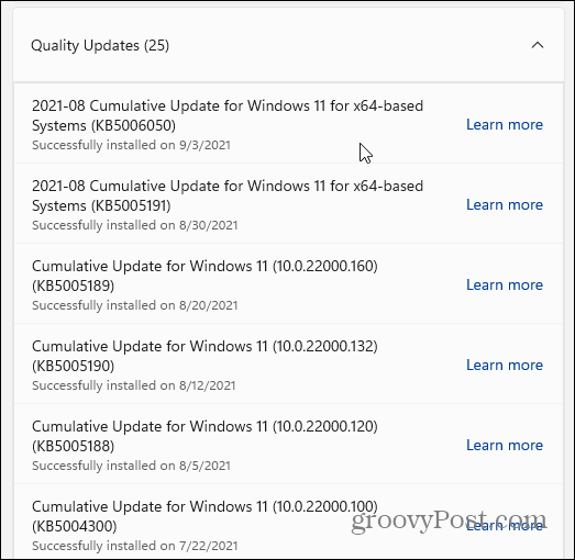 качественные обновления Windows 11