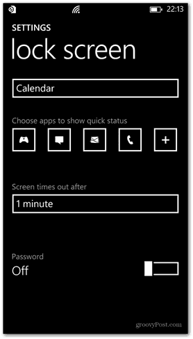 Windows Phone 8 настроить пароль блокировки экрана выключен