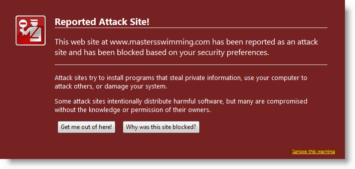 Предупреждение Firefox - Обнаружен сайт атаки