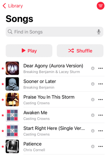 Любимые песни в Apple Music