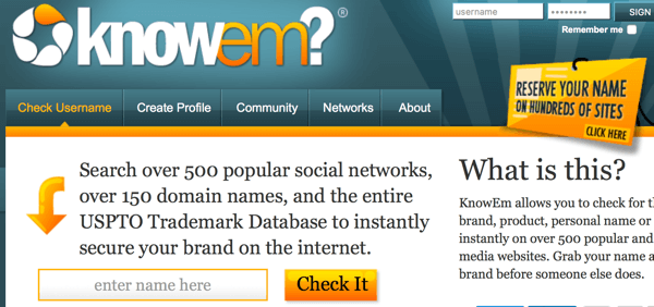 knowem обеспечивает быстрый поиск компании или бренда