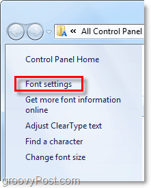настроить параметры шрифта в Windows 7 