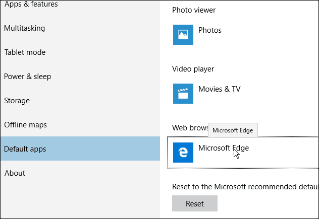 Edge Browser по умолчанию Windows 10