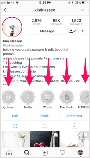 Яркие моменты с брендом Instagram в профиле Ким Классен.