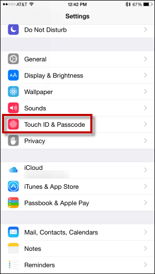 Нажмите Touch ID и пароль - добавьте отпечаток пальца в Touch ID