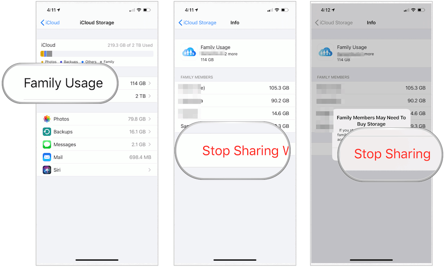 хранилище iCloud перестает делиться