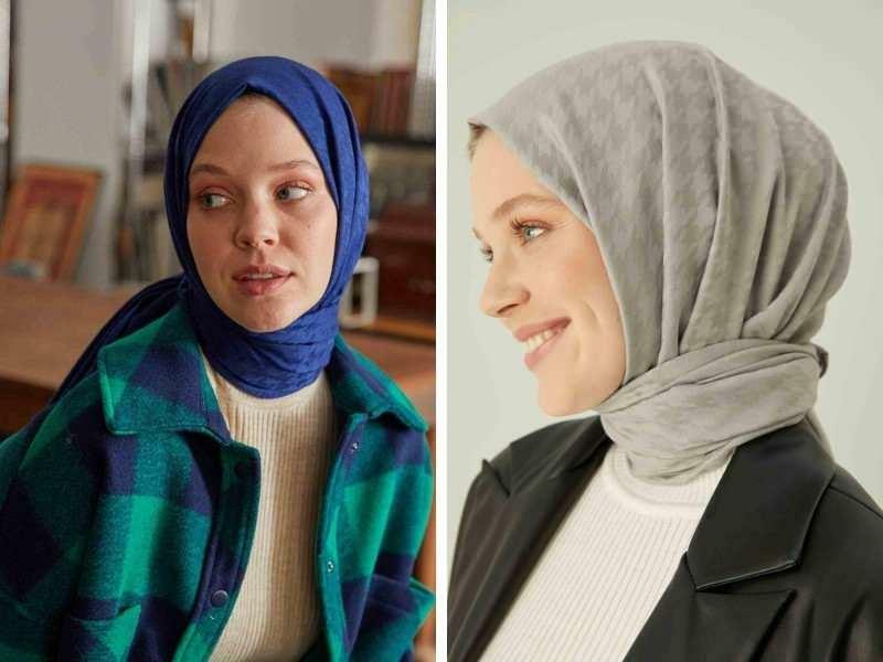 модели женских кашемировых шалей в хиджабе 
