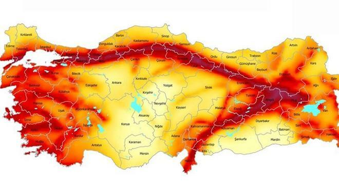 Карта риска землетрясений в Турции