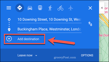 Добавление нового пункта назначения на карту маршрутов Google Maps
