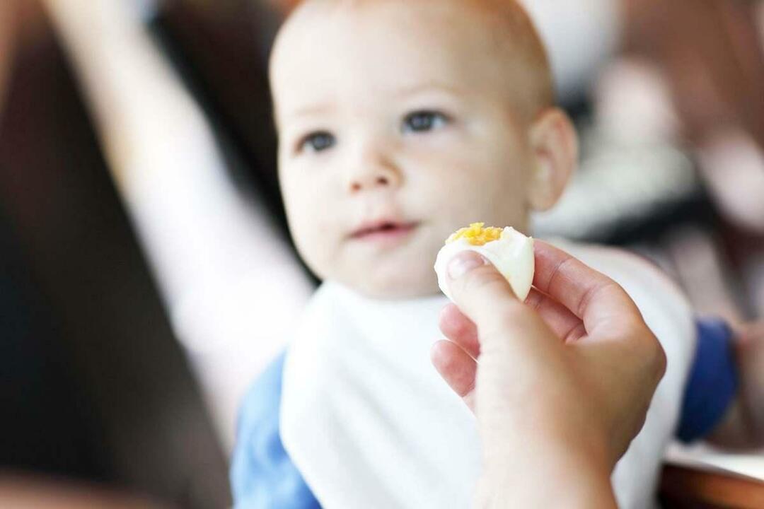 ребенок ест яйцо