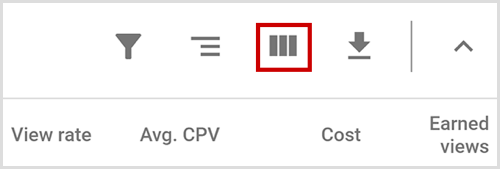 Кнопка Google AdWords "Изменить столбцы"