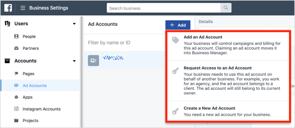 У вас есть три варианта доступа к рекламному аккаунту в Бизнес-Менеджере.