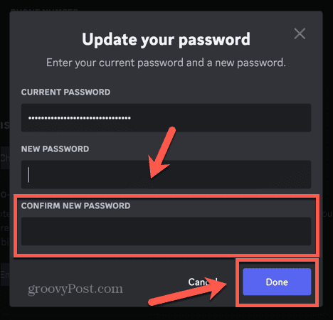 дискорд подтвердите новый пароль