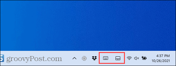 Значки в углу панели задач в Windows 11