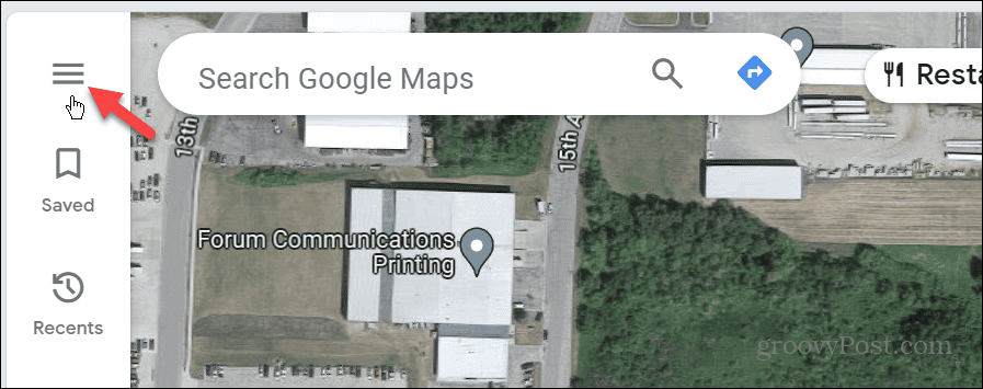 кнопка меню карты Google