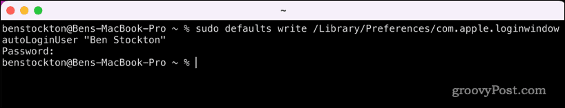 Включить автоматический вход на Mac с помощью терминала