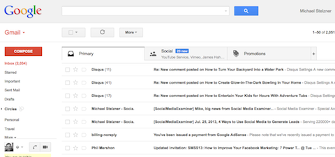 вкладки Gmail