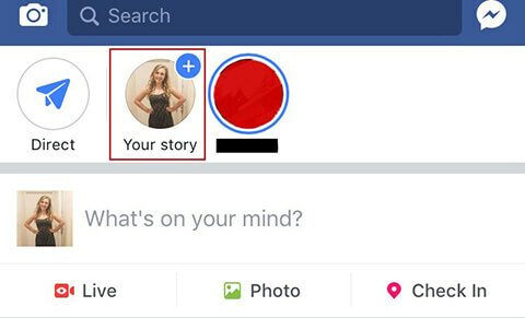Создание вашей первой истории на Facebook.