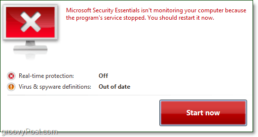 Microsoft Security Essentials необходимо перезапустить уведомление