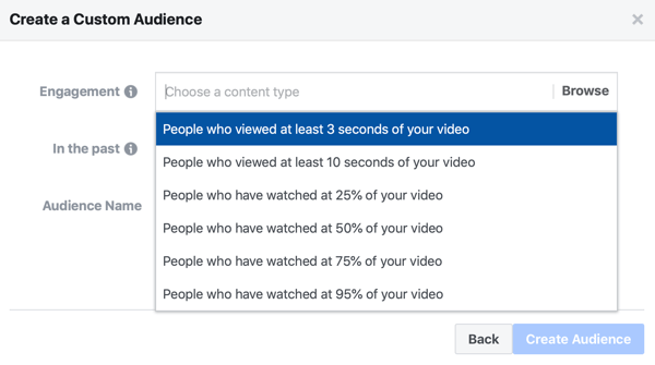 Возможность создать специальную аудиторию для рекламы в Facebook из людей, которые смотрели часть вашего видео.
