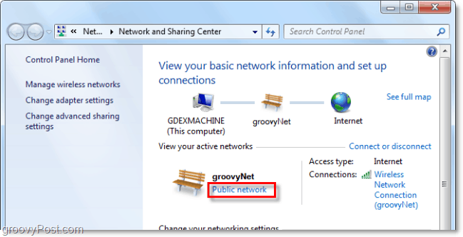 изменить тип сети Windows 7 считает, что его подключение к