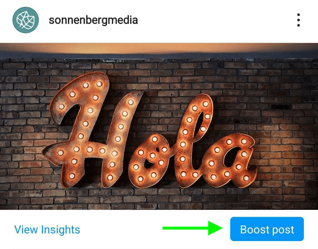 изображение опции Boost Post в посте в Instagram