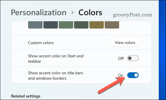 Включить цвет границы в Windows