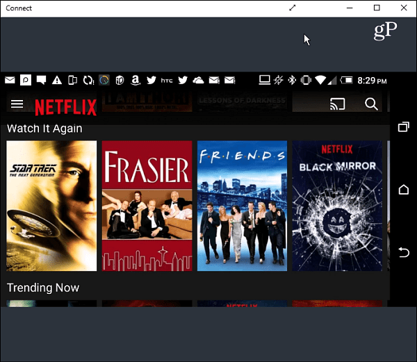 Netflix ландшафт Android Connect