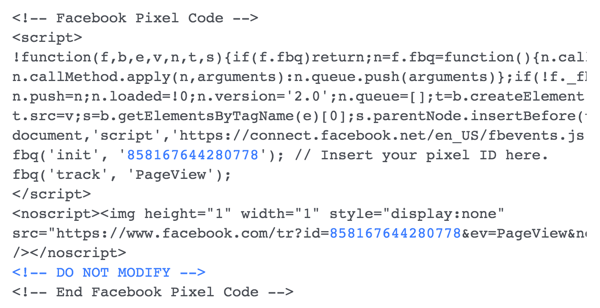Установите код пикселя Facebook на свой сайт.