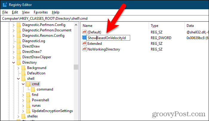 Переименуйте значение HideBasedOnVelocityId в ShowBasedOnVelocityId в редакторе реестра Windows.