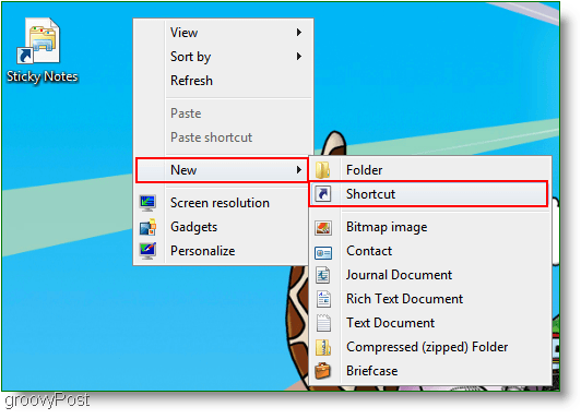 Windows 7 Создать новый ярлык: Скриншот