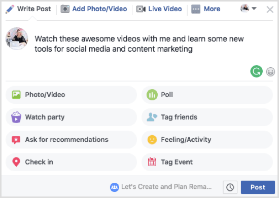 Если вы планируете поделиться серией видео на своей вечеринке в Facebook, укажите это в поле описания.