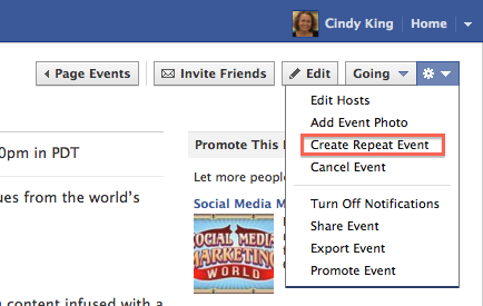 facebook повторение события