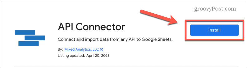 Google Sheets установить API-коннектор