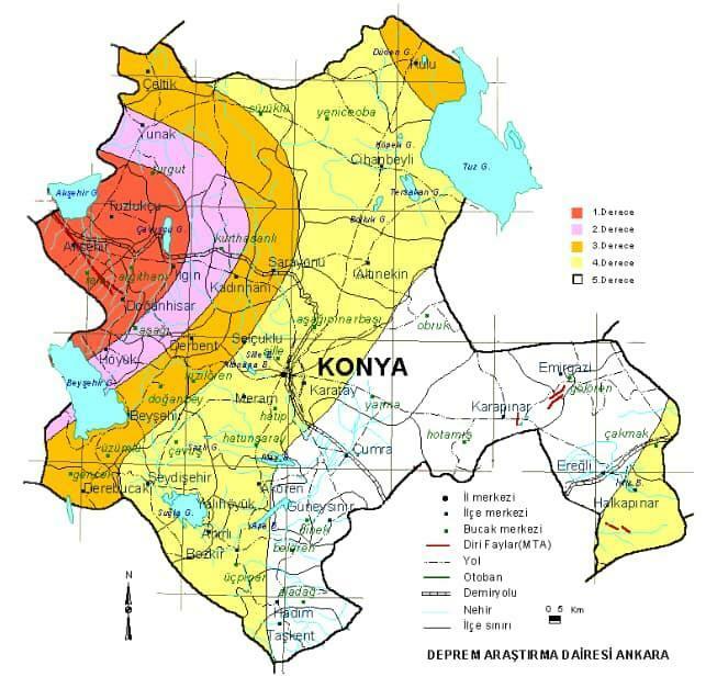 Карта риска землетрясений в Конье