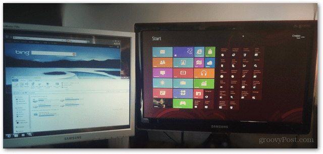 windows 8 dual monitor setup metro рабочий стол настройка многозадачности картинка