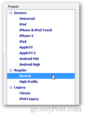 пресет ручного тормоза iphone ipod ios android apple tv универсальный нормальный ipod legacy классический высокий профиль ручной тормоз рип dvd
