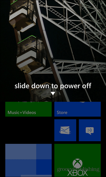 Сторона вниз, чтобы выключить Windows Phone 8