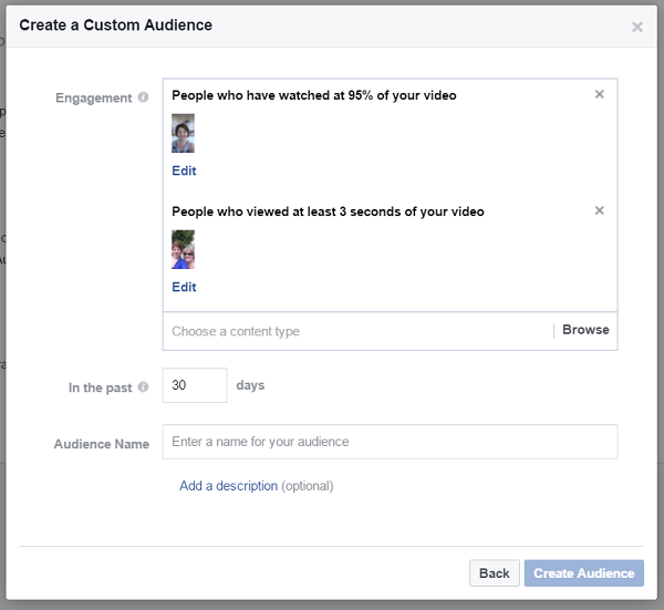 Создайте индивидуальную аудиторию из людей, которые смотрели разные видео на вашей бизнес-странице в Facebook.