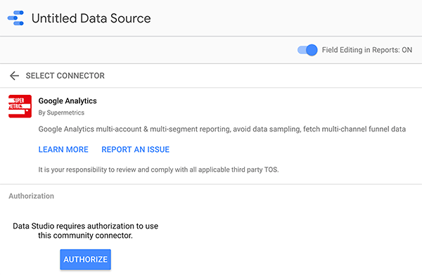 Как подключить источник данных к Google Data Studio, совет 2