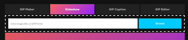 Щелкните параметр «Слайд-шоу», чтобы создать GIF из серии изображений.