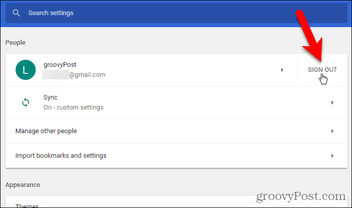 Нажмите Выйти в Chrome для Windows