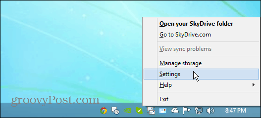 Настройки SkyDrive