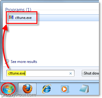 из меню запуска 7 Windows загрузить cctune.exe для загрузки тюнера clearType