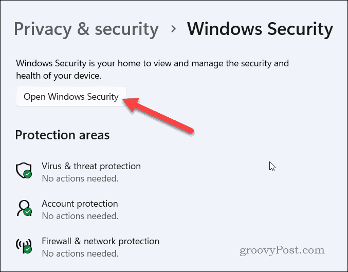 Запустите безопасность Windows в Windows 11.
