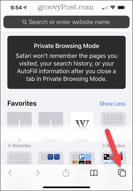 Режим приватного просмотра в Safari на iOS