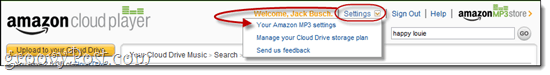 Настройки Amazon Cloud Player
